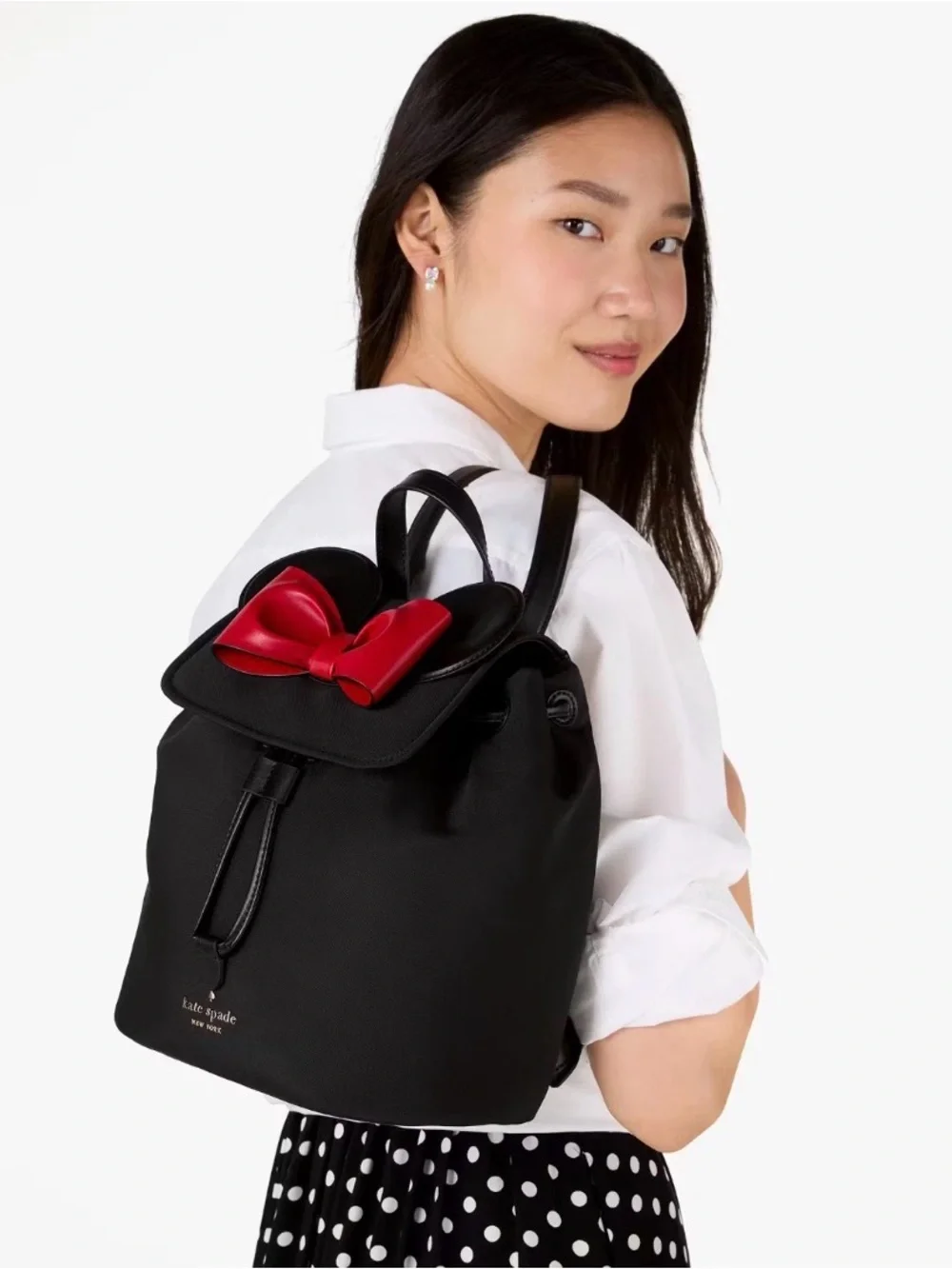 Disney X Kate Spade New York Black Minnie Mouse 3D Flap Minnie Backpack